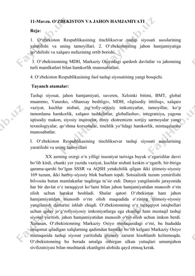 o‘zbekiston va jahon hamjamiyati — DOCX