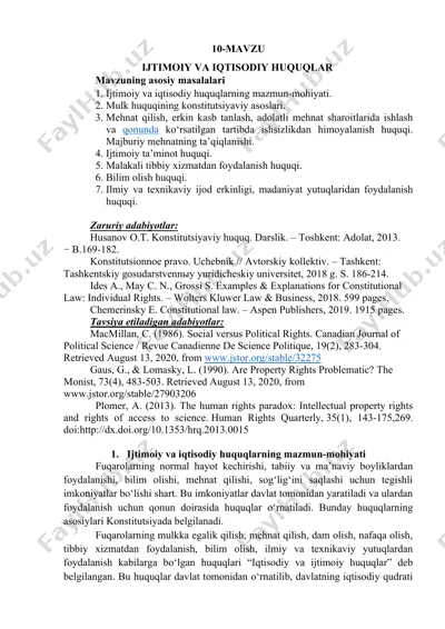 ijtimoiy va iqtisodiy huquqlar — DOC