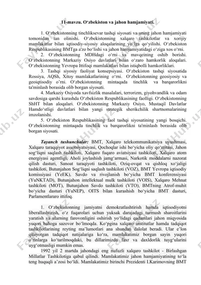 o‘zbekiston va jahon hamjamiyati — DOC