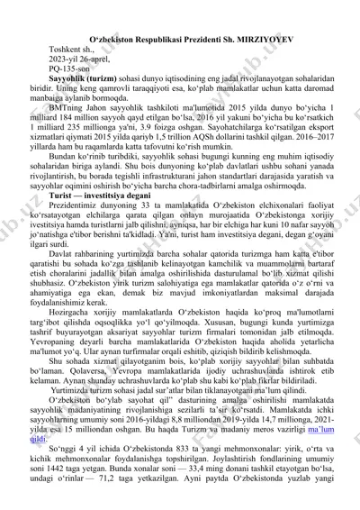 sayyohlik sohasi — DOCX