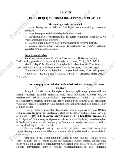 **inson huquq va erkinliklarining kafolatlari** — DOC