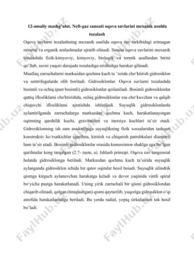 oqova suvlarini mexanik usulda tozalash — DOCX