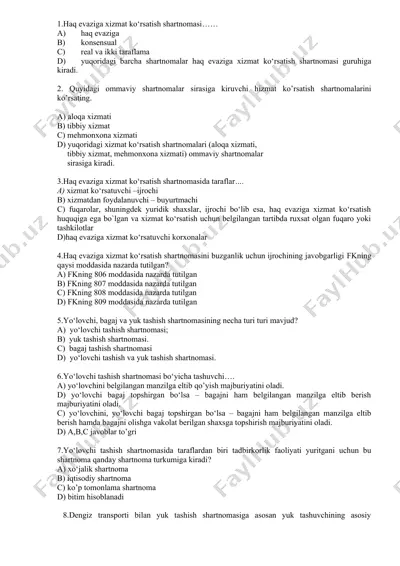 haq evaziga xizmat ko‘rsatish shartnomasi — DOC