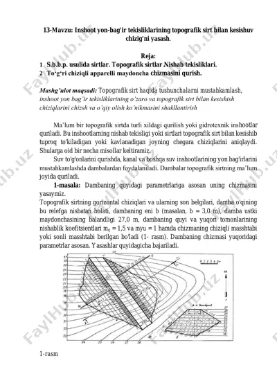 topografik sirtlar va inshoot yon-bag'ir tekisliklari haqida mashg'ulot — PDF
