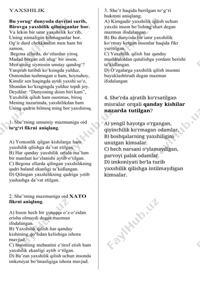yaxshilik she’ri — DOCX