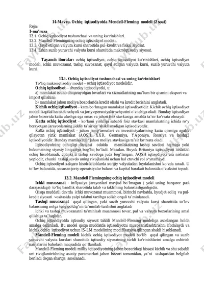 ochiq iqtisodiyotda mendell-fleming modeli — PDF