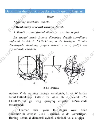 detallning diametrik proyeksiyasida qirqim bajarish — DOC