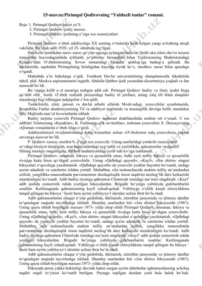 pirimqul qodirovning “yulduzli tunlar” romani — DOCX
