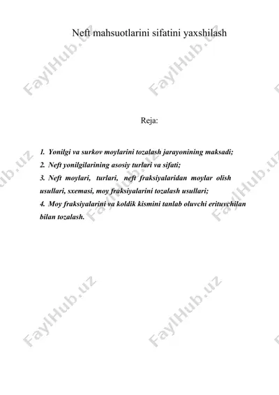 neft mahsuotlarini sifatini yaxshilash — DOC