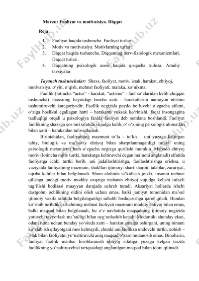 faoliyat va motivatsiya — DOCX