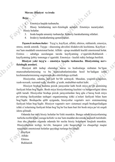 hissiyotlar va iroda — DOCX
