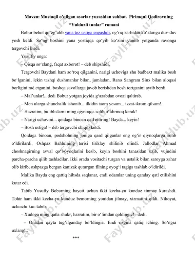 "yulduzli tunlar" romani suhbat maqolasi — DOCX