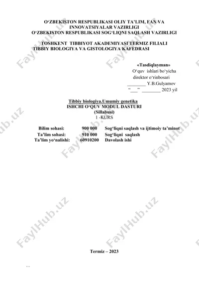 tibbiy biologiya.umumiy genetika — DOCX
