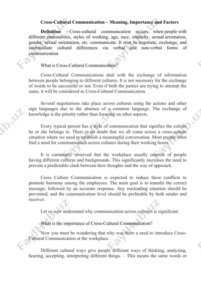 cross-cultural communication — DOCX