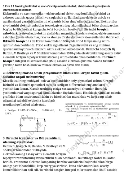 elektronika va sxemotexnika — DOCX
