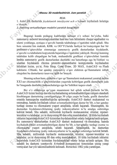 3d modellashtirish va jism yaratish — PDF