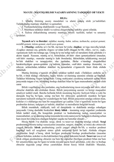 mantiq bilish nazariyasi — DOCX