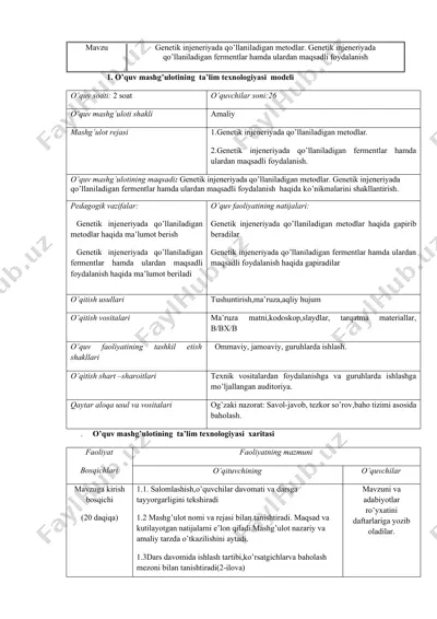 genetik injeneriyada qo’llaniladigan metodlar va fermentlar — DOCX