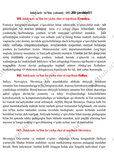 inklyuziv ta'lim yakunlari chet el tajribalari — PDF