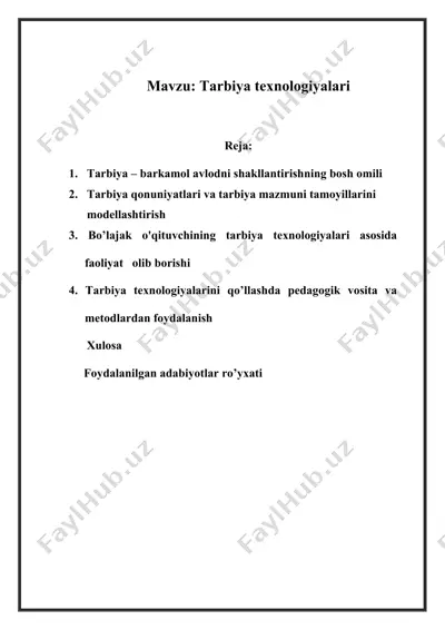 tarbiya texnologiyalari — DOCX