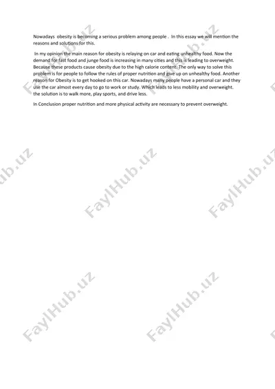 reasons and solutions for obesity — DOCX