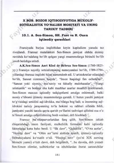 sen-simonning iqtisodiyotiga muxolif-sotsialistik yo'nalish mohiyati va uning tarixiy tadbiri — PDF