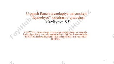 innovatsion rivojlanish strategiyalari va raqamli iqtisodiyot — PPTX