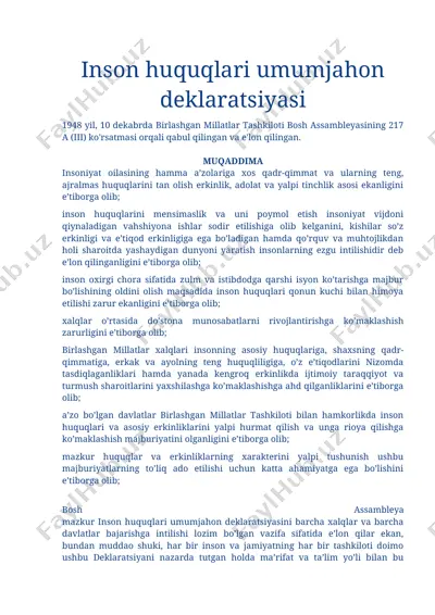 inson huquqlari umumjahon deklaratsiyasi — DOC