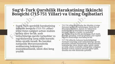 sug‘d–turkqarshilikharakatiningikkinchibosqichi(715-751yillar)vauningoqibatlari — PPTX
