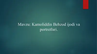 kamoliddin behzodiy joda va portretlari — PPTX