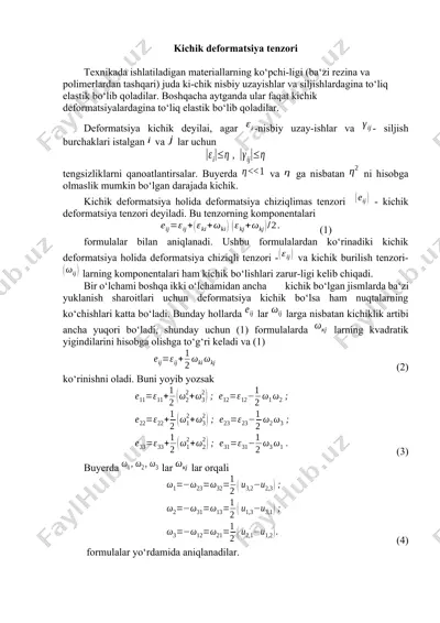 kichik deformatsiya tenzori — DOCX