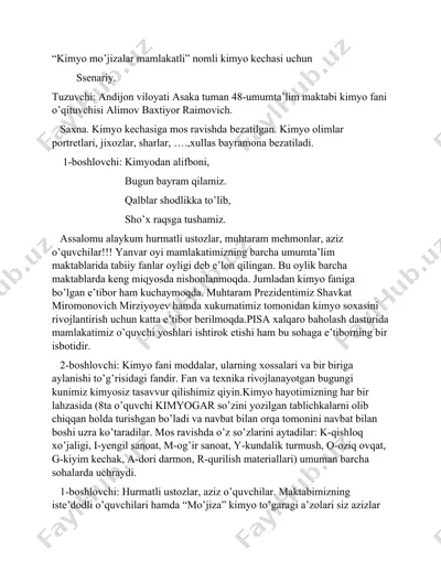 kimyo mo'jizalar mamlakatli — DOCX