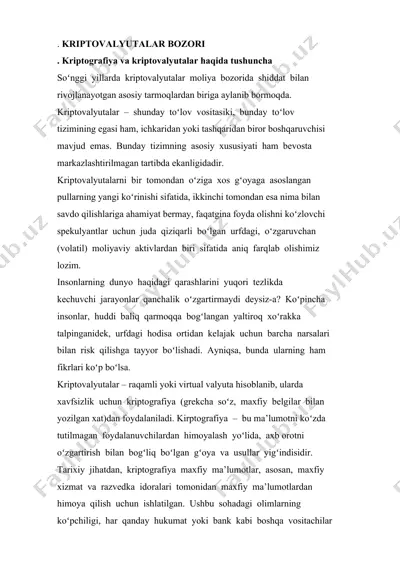 kriptovalyutalar bozori — DOCX