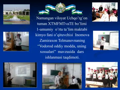 kimyo fanida "vodorod oddiy modda, uning xossalari" mavzusidagi dars ishlanmasi — PPTX