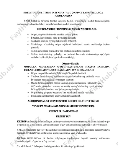 kredit-modul tizimi — PDF