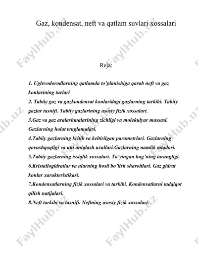 gаz, kоndеnsаt, nеft vа qаtlаm suvlаri хоssаlаri — DOC