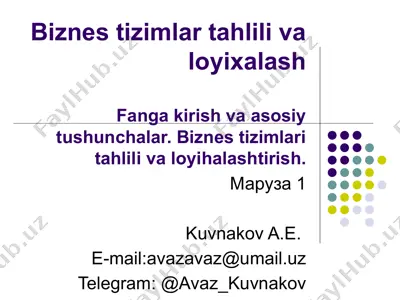 biznes tizimlari tahlili va loyihalash — PPTX