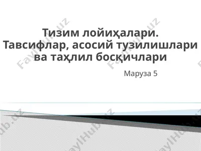 тизимлойиҳалари.тавсифлар, асосий тузилишлари ва таҳлилбосқичлари — PPTX