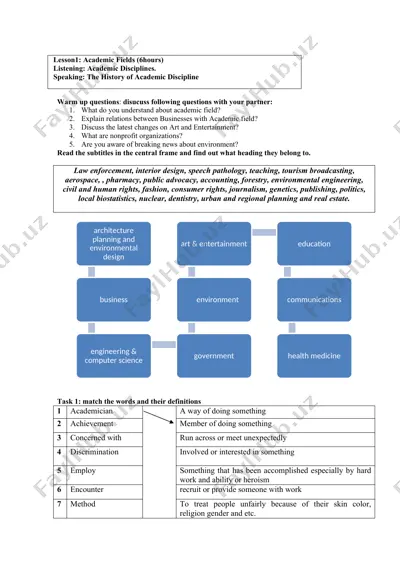 academic fields — DOCX
