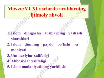 arablarning ijtimoiy ahvoli vi-xi asrlarda — PPT