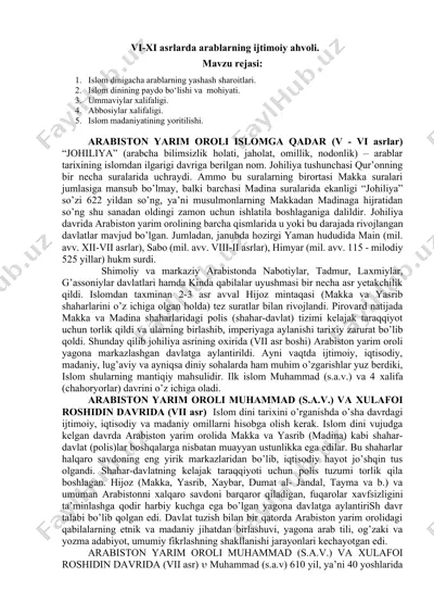 arabistonda islom oldindagi jahillik davri — DOCX