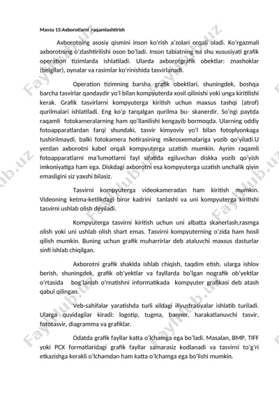 axborotlarni raqamlashtirish — DOCX