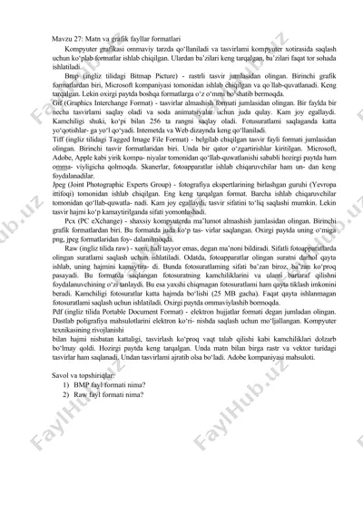 matn va grafik fayllar formatlari — DOCX