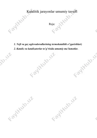 katalitik jarayonlar umumiy tavsifi — DOCX