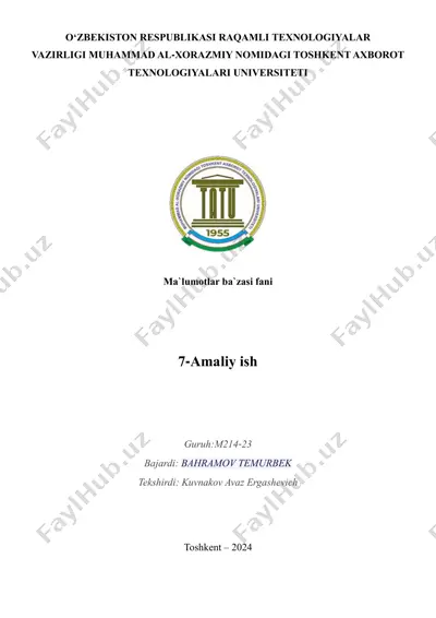 union, intersect va minus standart so‘zlaridan foydalangan so‘rovlarni yaratish — PDF