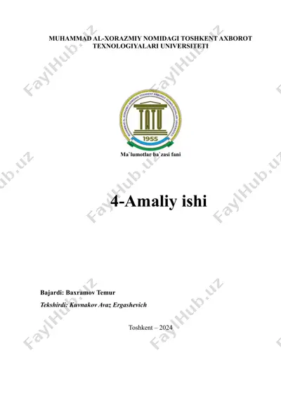 ma'lumotlar bazasi fanidan amaliy ish — PDF