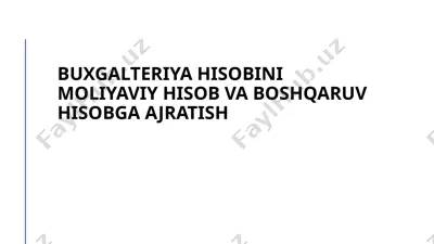 buxgalteriya hisobini moliyaviy hisob va boshqaruv hisobga ajratish — PPTX