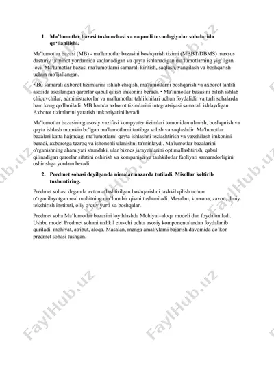 ma'lumotlar bazasi tushunchasi — DOCX