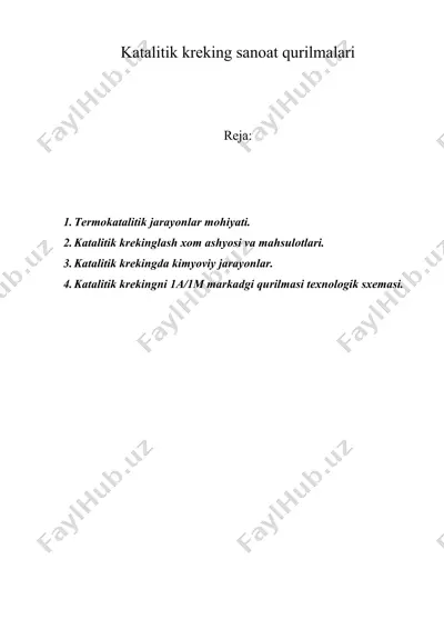 katalitik kreking sanoat qurilmalari — DOCX