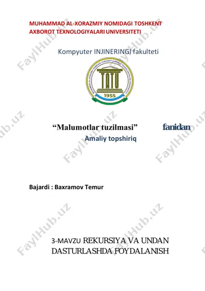 rekursiv algoritm dasturlash — PDF